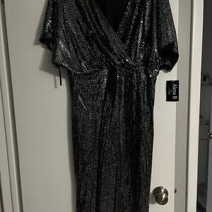 Alexia B Shimmering Black Midi Dress